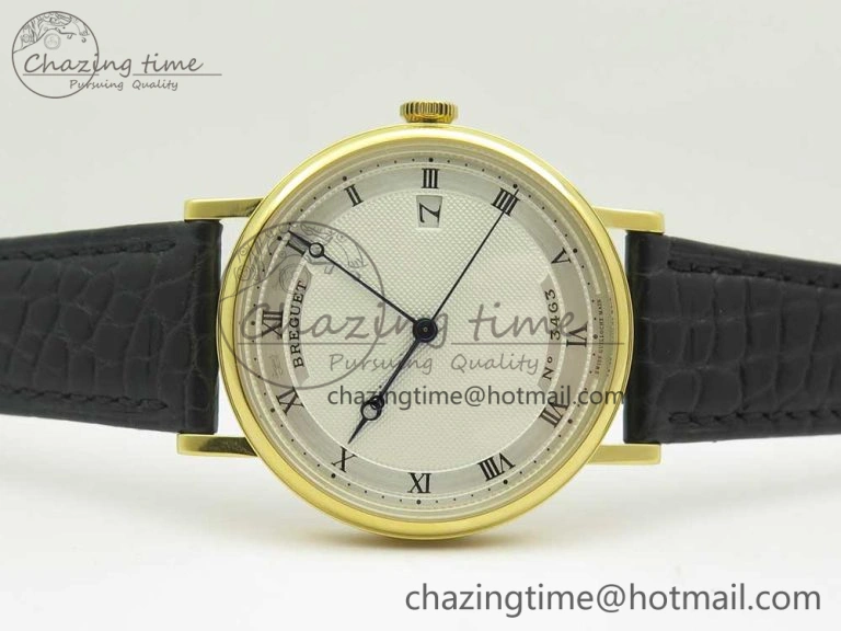 Classique Auto 5177 YG 3463 MK 1:1 Best Edition White Dial Numbers Markers On Black Leather A777Q V Contemporary 5338