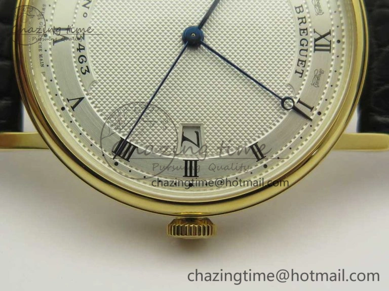 Classique Auto 5177 YG 3463 MK 1:1 Best Edition White Dial Numbers Markers On Black Leather A777Q V Contemporary 5338