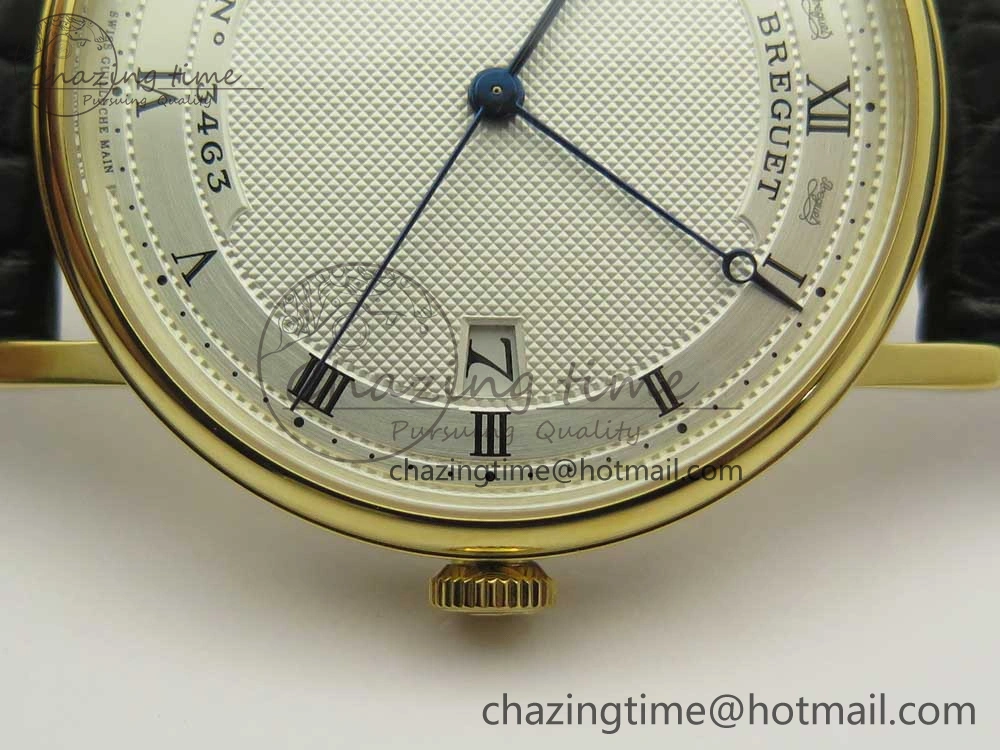 Classique Auto 5177 YG 3463 MK 1:1 Best Edition White Dial Numbers Markers On Black Leather A777Q V Contemporary 5338