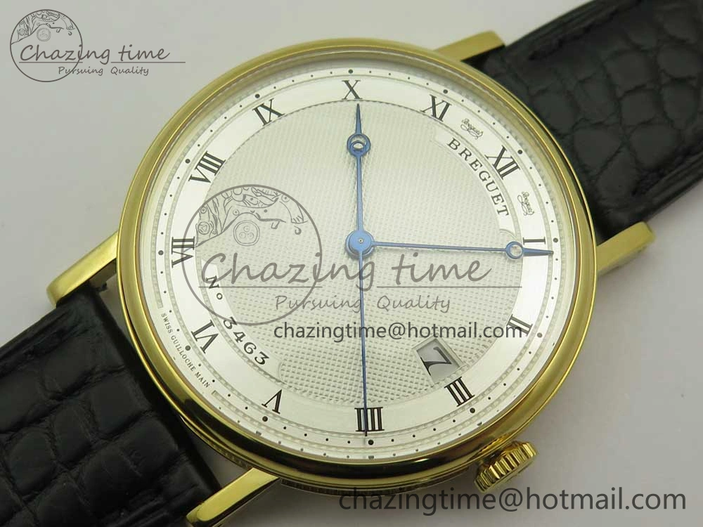 Classique Auto 5177 YG 3463 MK 1:1 Best Edition White Dial Numbers Markers On Black Leather A777Q V Contemporary 5338