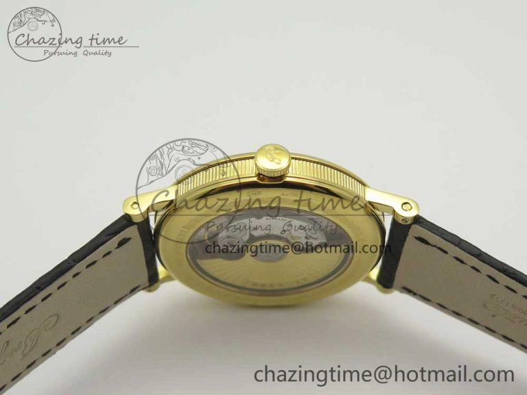 Classique Auto 5177 YG 3463 MK 1:1 Best Edition White Dial Numbers Markers On Black Leather A777Q V Contemporary 5338