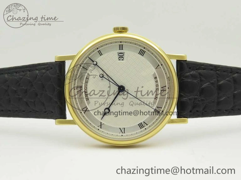 Classique Auto 5177 YG 3944 MK 1:1 Best Edition White Dial Numeral Markers On Black Leather A777Q V Modern 5334