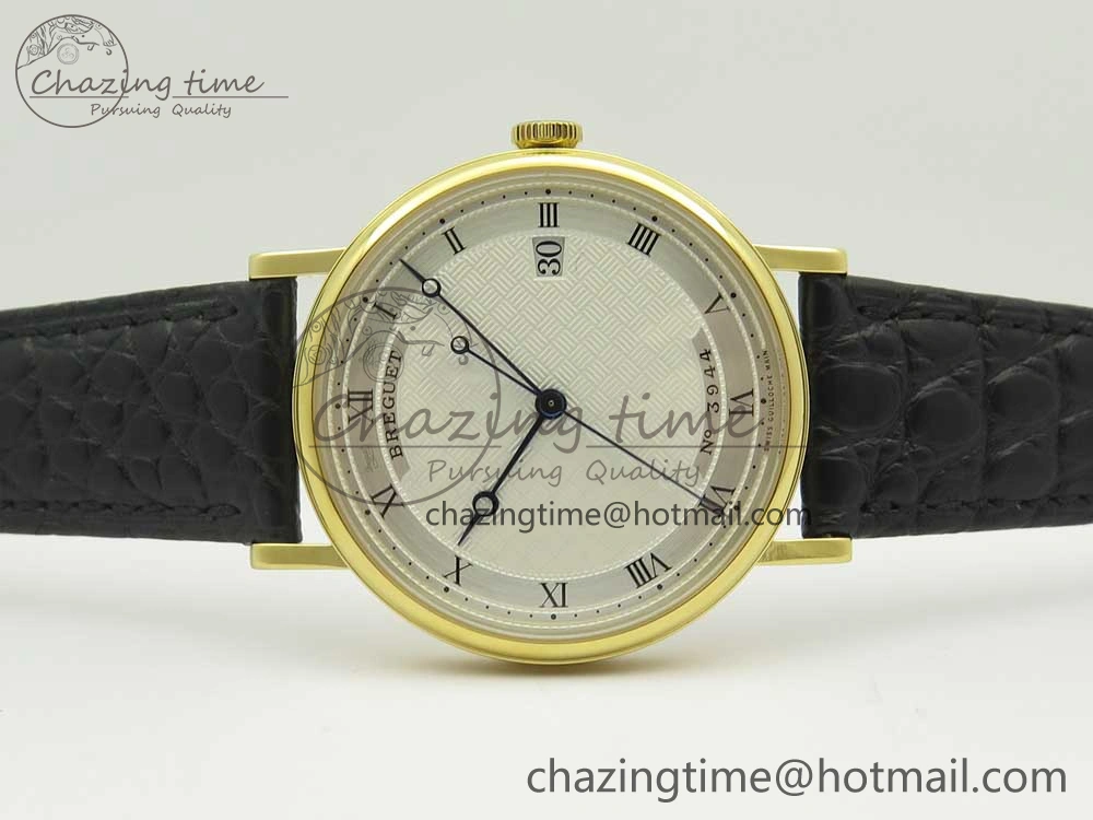 Classique Auto 5177 YG 3944 MK 1:1 Best Edition White Dial Numeral Markers On Black Leather A777Q V Modern 5334