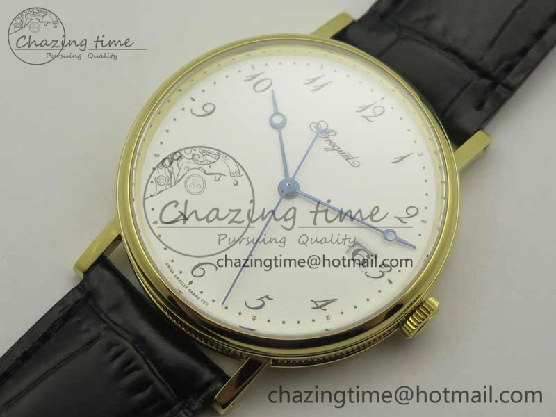 Affordable Classique Auto 5177 YG FK 1:1 Best Edition White Dial on Black Leather Strap MIYOTA 5352