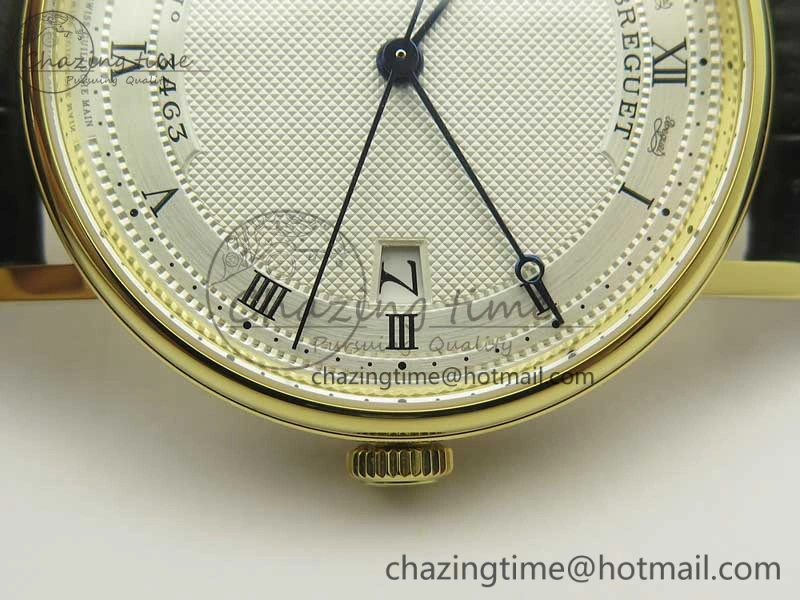 Stylish Classique Auto 5177 YG FK 1:1 Best Edition White Hobnail Textured Dial on Black Leather Strap MIYOTA 5351