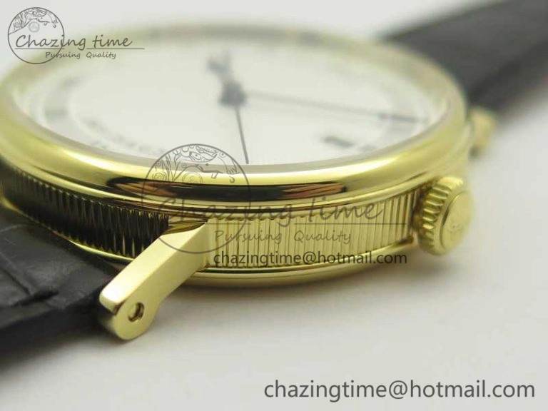 Stylish Classique Auto 5177 YG FK 1:1 Best Edition White Hobnail Textured Dial on Black Leather Strap MIYOTA 5351