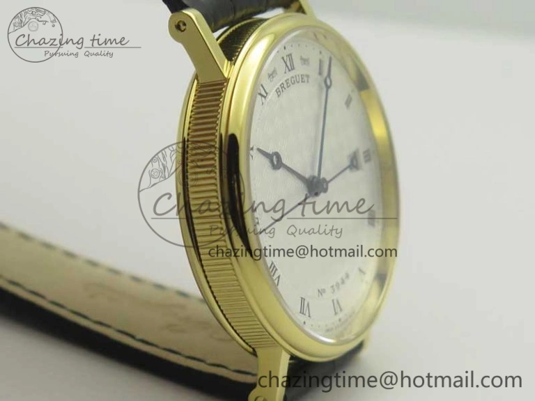 Chic Classique Auto 5177 YG FK 1:1 Best Edition White Plaid Textured Dial on Black Leather Strap MIYOTA 5350