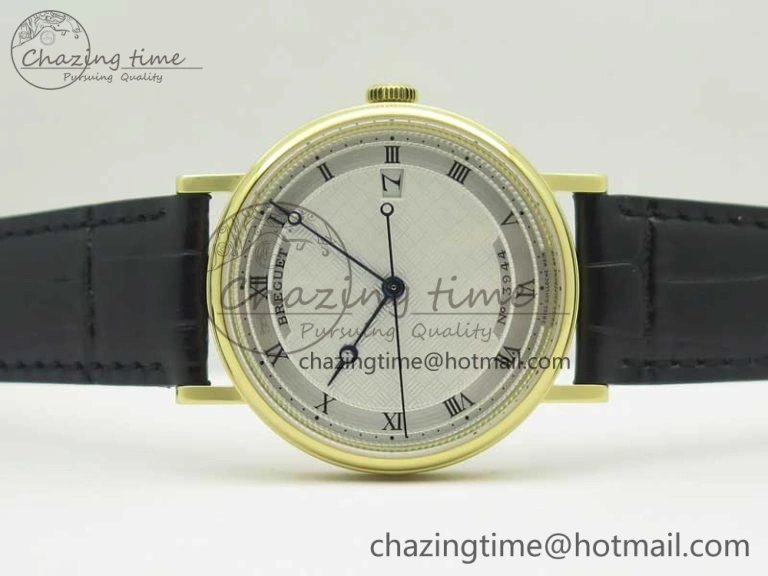 Chic Classique Auto 5177 YG FK 1:1 Best Edition White Plaid Textured Dial on Black Leather Strap MIYOTA 5350