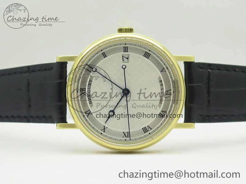 Chic Classique Auto 5177 YG FK 1:1 Best Edition White Plaid Textured Dial on Black Leather Strap MIYOTA 5350