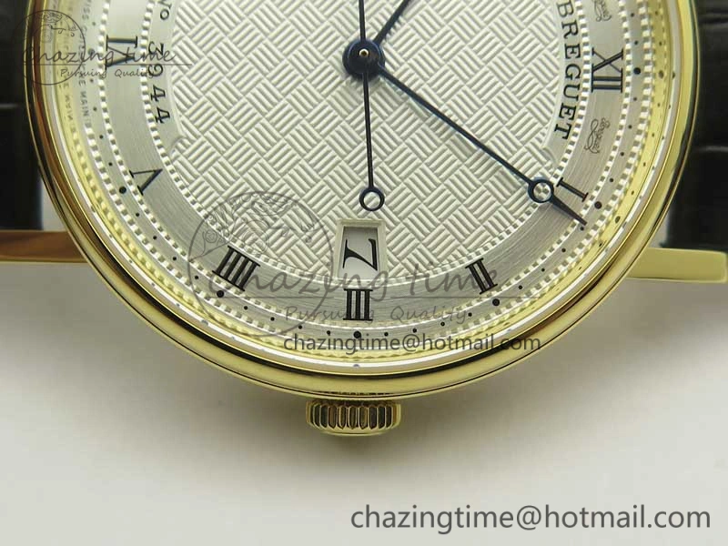 Chic Classique Auto 5177 YG FK 1:1 Best Edition White Plaid Textured Dial on Black Leather Strap MIYOTA 5350