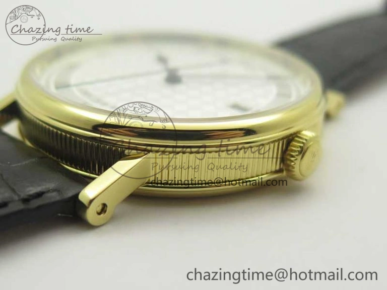 Chic Classique Auto 5177 YG FK 1:1 Best Edition White Plaid Textured Dial on Black Leather Strap MIYOTA 5350