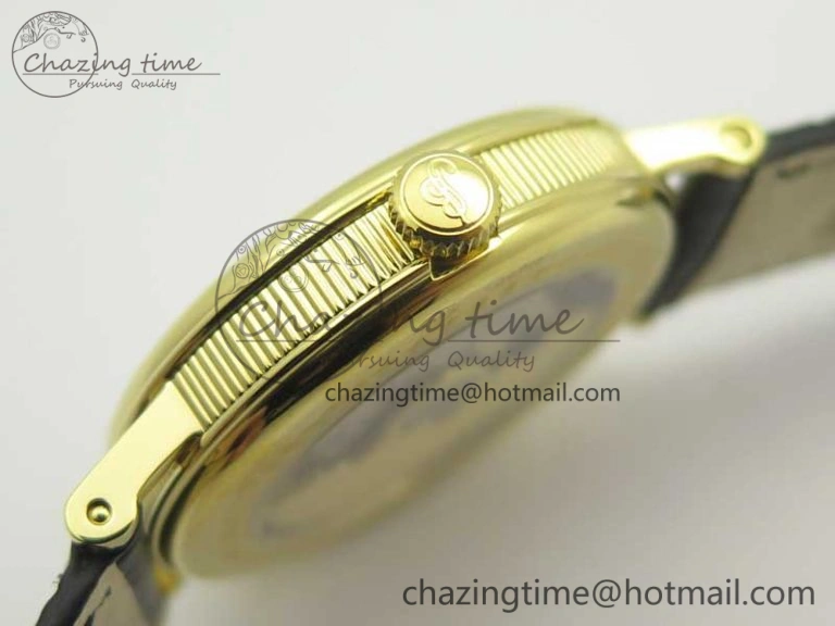 Chic Classique Auto 5177 YG FK 1:1 Best Edition White Plaid Textured Dial on Black Leather Strap MIYOTA 5350