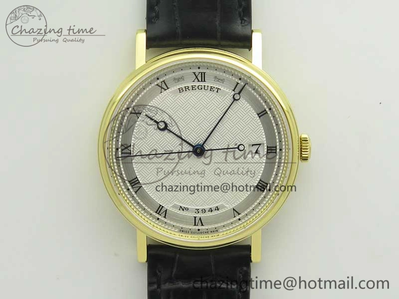 Chic Classique Auto 5177 YG FK 1:1 Best Edition White Plaid Textured Dial on Black Leather Strap MIYOTA 5350