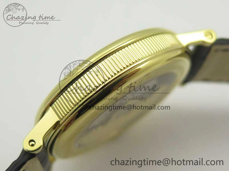 Chic Classique Auto 5177 YG FK 1:1 Best Edition White Plaid Textured Dial on Black Leather Strap MIYOTA 5350