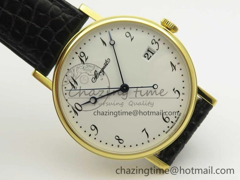 Classique Auto 5177 YG MK 1:1 Best Edition White Dial On Black Leather Strap A777Q V Supportive 5329