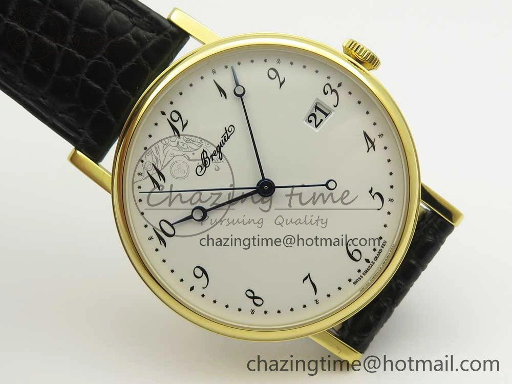 Classique Auto 5177 YG MK 1:1 Best Edition White Dial On Black Leather Strap A777Q V Supportive 5329