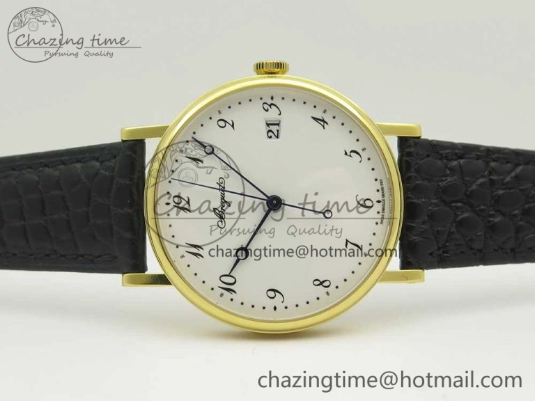 Classique Auto 5177 YG MK 1:1 Best Edition White Dial On Black Leather Strap A777Q V Supportive 5329