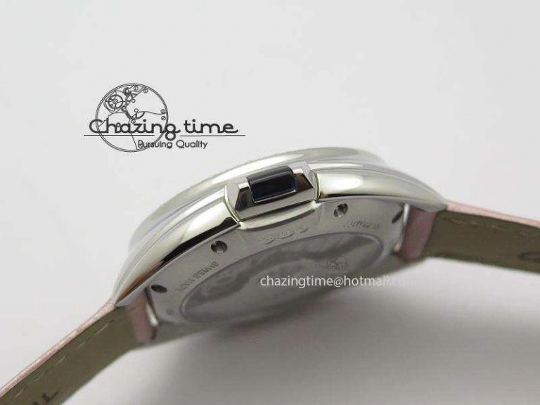 Breathable Cle de Cartier 35mm V6F Best Edition White Textured Dial ( Diamond Bezel) On Leather Strap MIYOTA 6350