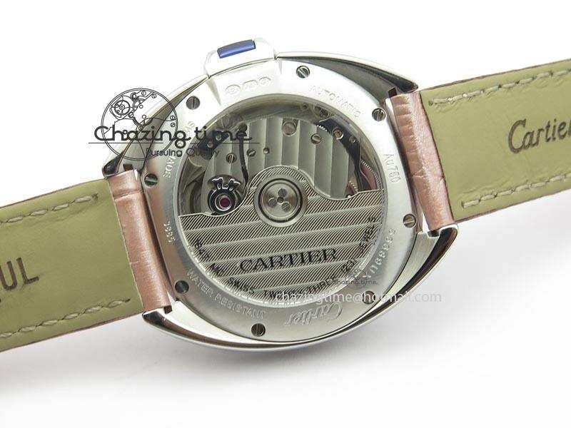 Breathable Cle de Cartier 35mm V6F Best Edition White Textured Dial ( Diamond Bezel) On Leather Strap MIYOTA 6350