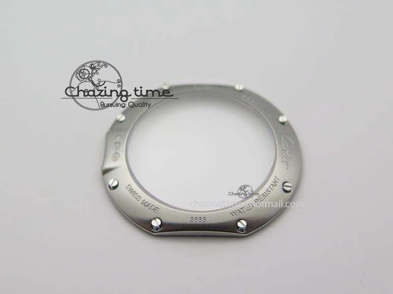 Breathable Cle de Cartier 35mm V6F Best Edition White Textured Dial ( Diamond Bezel) On Leather Strap MIYOTA 6350