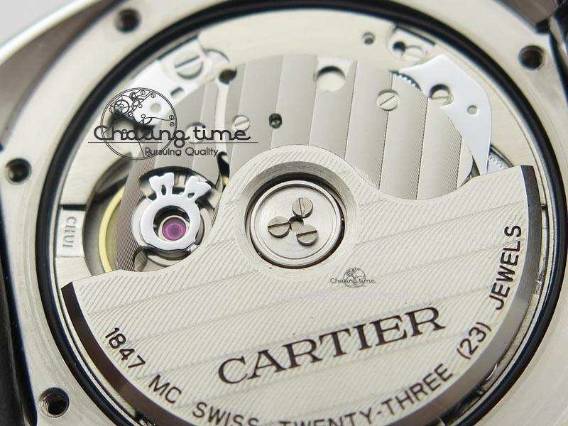 Breathable Cle de Cartier 35mm V6F Best Edition White Textured Dial ( Diamond Bezel) On Leather Strap MIYOTA 6350