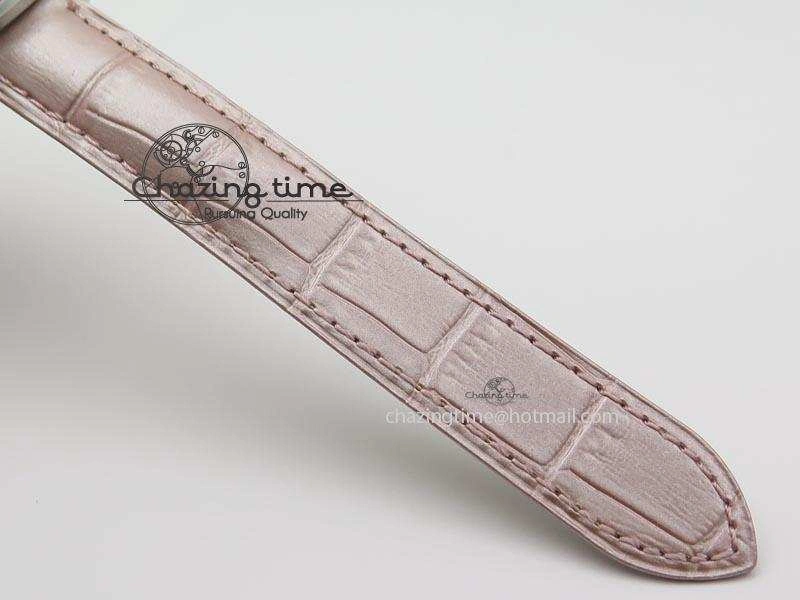 Breathable Cle de Cartier 35mm V6F Best Edition White Textured Dial ( Diamond Bezel) On Leather Strap MIYOTA 6350