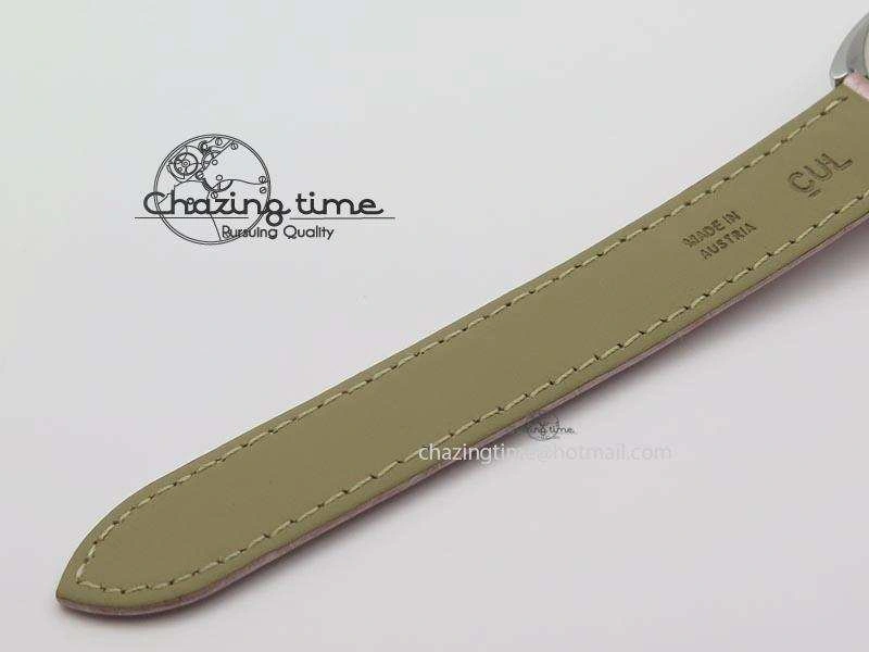 Breathable Cle de Cartier 35mm V6F Best Edition White Textured Dial ( Diamond Bezel) On Leather Strap MIYOTA 6350