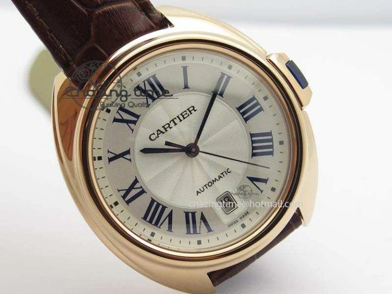 MoistureWicking Cle de Cartier RG 35mm V6F Best Edition White Textured Dial On Deep Brown Leather Strap MIYOTA 6345