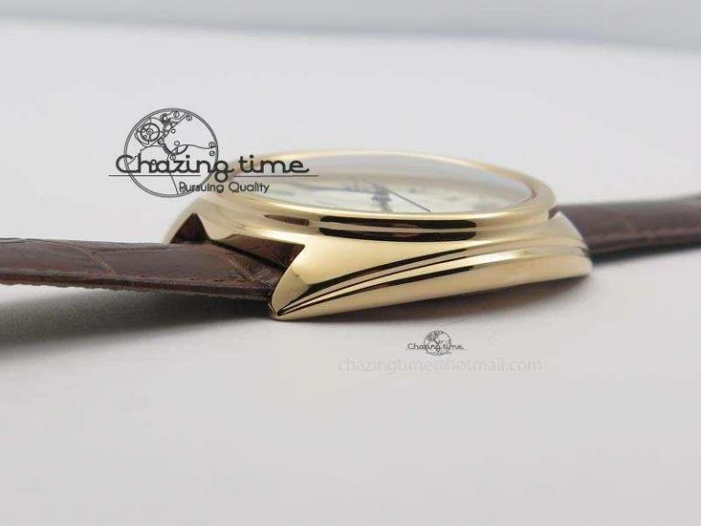 MoistureWicking Cle de Cartier RG 35mm V6F Best Edition White Textured Dial On Deep Brown Leather Strap MIYOTA 6345
