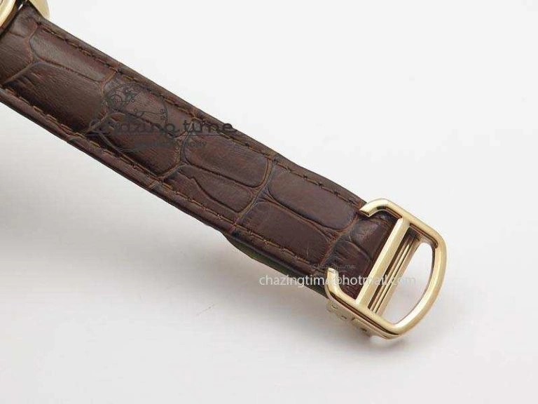 MoistureWicking Cle de Cartier RG 35mm V6F Best Edition White Textured Dial On Deep Brown Leather Strap MIYOTA 6345