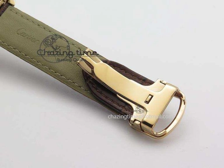 MoistureWicking Cle de Cartier RG 35mm V6F Best Edition White Textured Dial On Deep Brown Leather Strap MIYOTA 6345