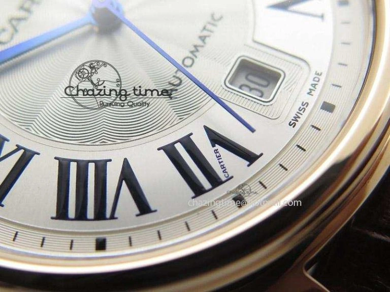 TopPick Cle de Cartier RG V6F Best Edition White Textured Dial On Brown Leather Strap MIYOTA 6361