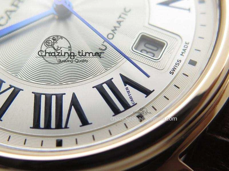 TopPick Cle de Cartier RG V6F Best Edition White Textured Dial On Brown Leather Strap MIYOTA 6361