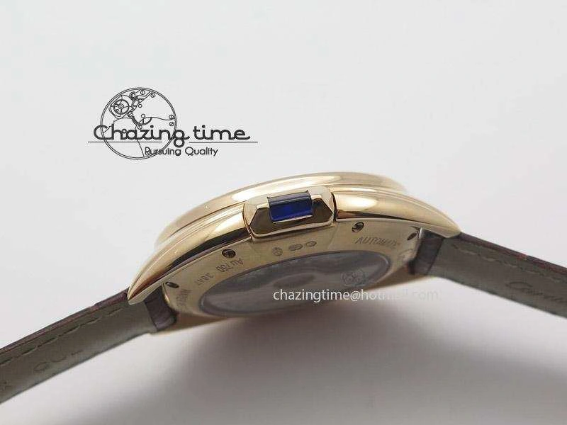 TopPick Cle de Cartier RG V6F Best Edition White Textured Dial On Brown Leather Strap MIYOTA 6361
