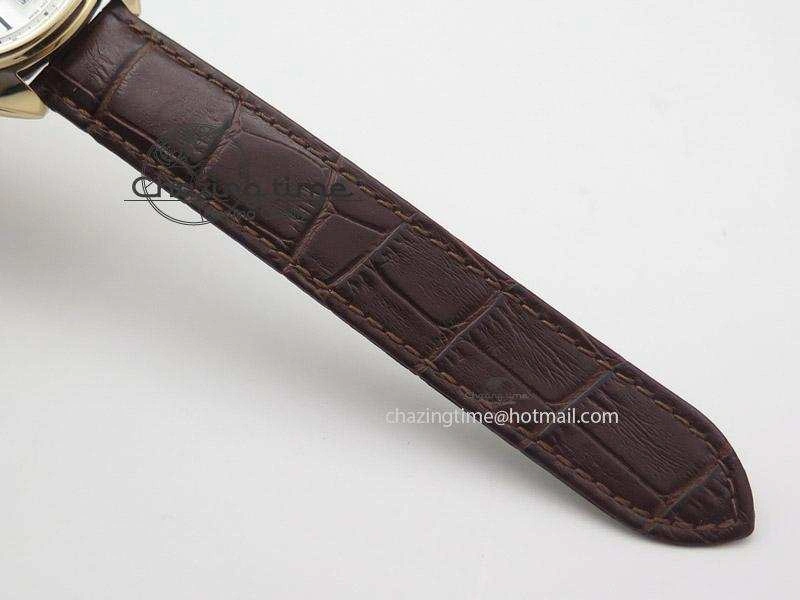 TopPick Cle de Cartier RG V6F Best Edition White Textured Dial On Brown Leather Strap MIYOTA 6361