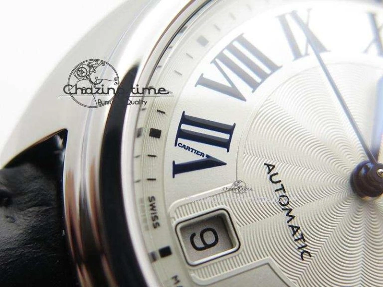 Cle de Cartier SS 35mm V6F Best Edition White Textured Dial On Black Leather Strap MIYOTA Affordable 6353