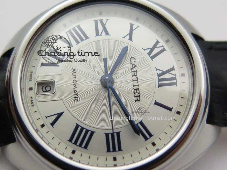 Cle de Cartier SS 35mm V6F Best Edition White Textured Dial On Black Leather Strap MIYOTA Affordable 6353