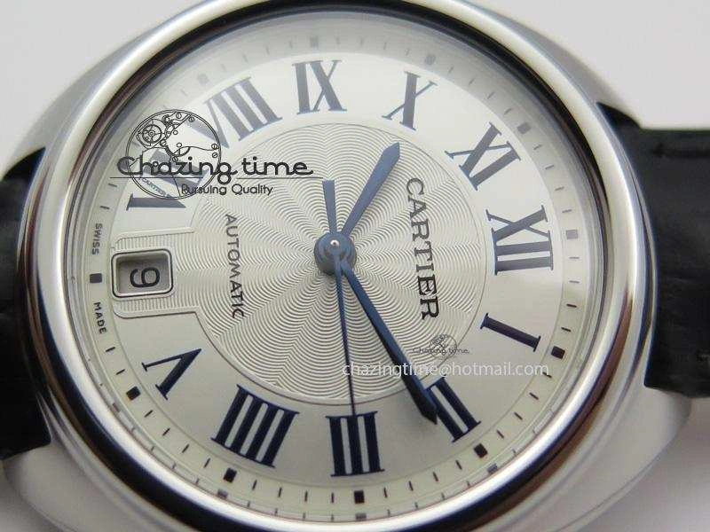 Cle de Cartier SS 35mm V6F Best Edition White Textured Dial On Black Leather Strap MIYOTA Affordable 6353