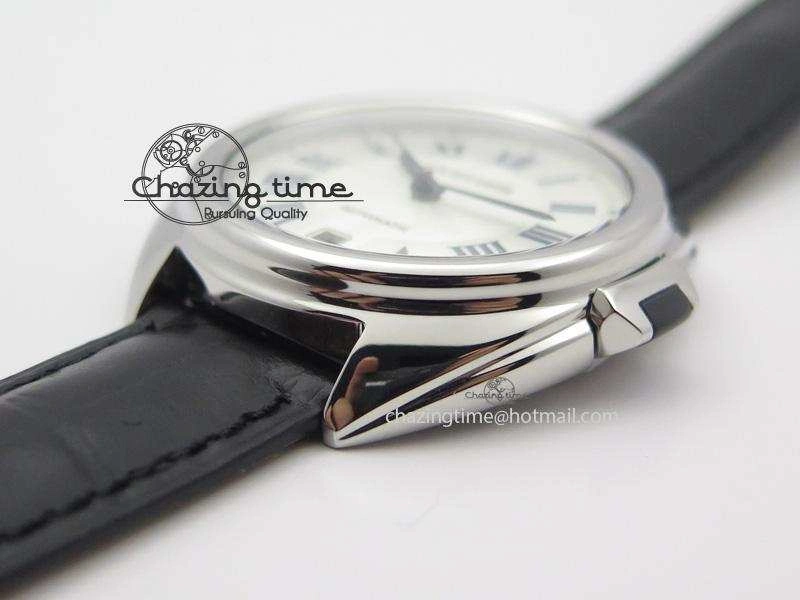 Cle de Cartier SS 35mm V6F Best Edition White Textured Dial On Black Leather Strap MIYOTA Affordable 6353