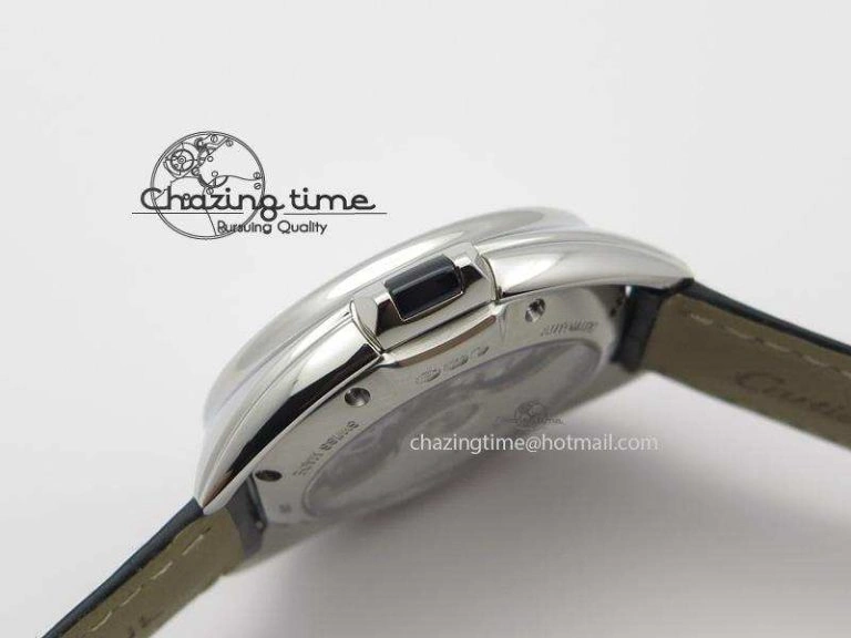 Cle de Cartier SS 35mm V6F Best Edition White Textured Dial On Black Leather Strap MIYOTA Affordable 6353