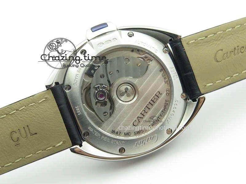 Cle de Cartier SS 35mm V6F Best Edition White Textured Dial On Black Leather Strap MIYOTA Affordable 6353