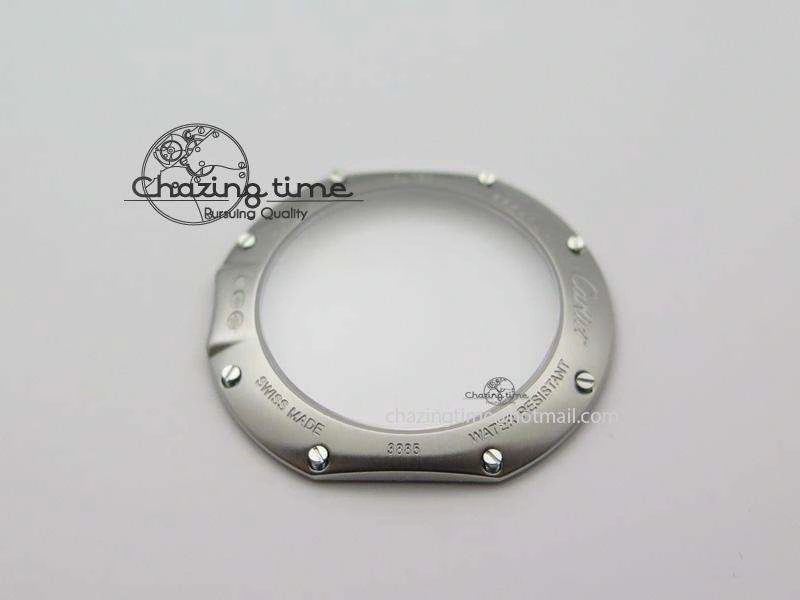 Cle de Cartier SS 35mm V6F Best Edition White Textured Dial On Black Leather Strap MIYOTA Affordable 6353