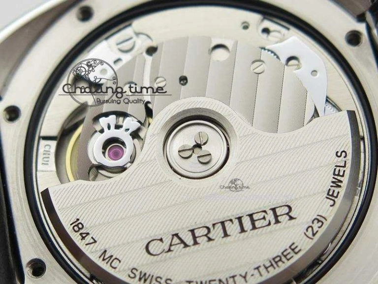 Cle de Cartier SS 35mm V6F Best Edition White Textured Dial On Black Leather Strap MIYOTA Affordable 6353