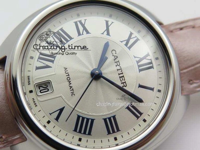Cle de Cartier SS 35mm V6F Best Edition White Textured Dial On Pink Leather Strap MIYOTA Flexible 6351