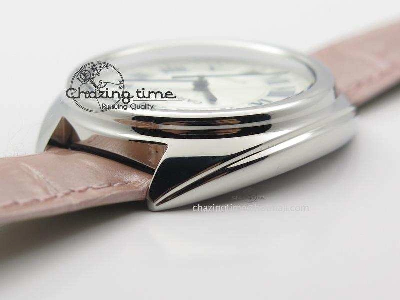 Cle de Cartier SS 35mm V6F Best Edition White Textured Dial On Pink Leather Strap MIYOTA Flexible 6351