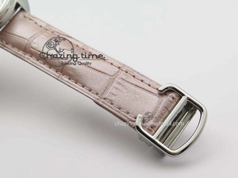Cle de Cartier SS 35mm V6F Best Edition White Textured Dial On Pink Leather Strap MIYOTA Flexible 6351