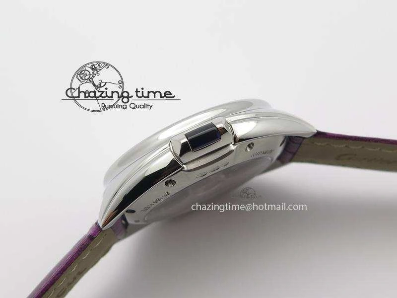 OdorResistant Cle de Cartier SS 35mm V6F Best Edition White Textured Dial On Purple Leather Strap MIYOTA 6348