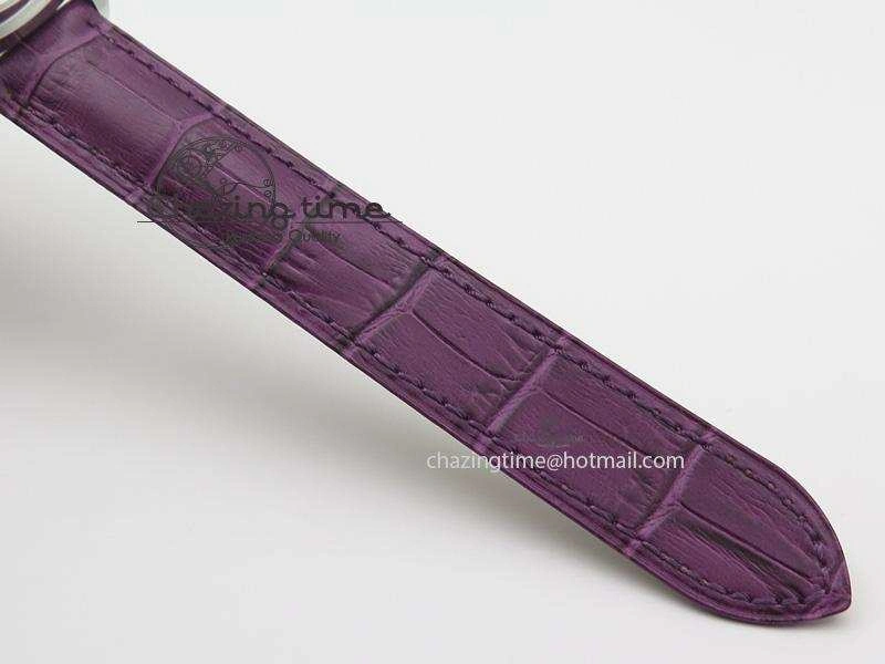 OdorResistant Cle de Cartier SS 35mm V6F Best Edition White Textured Dial On Purple Leather Strap MIYOTA 6348