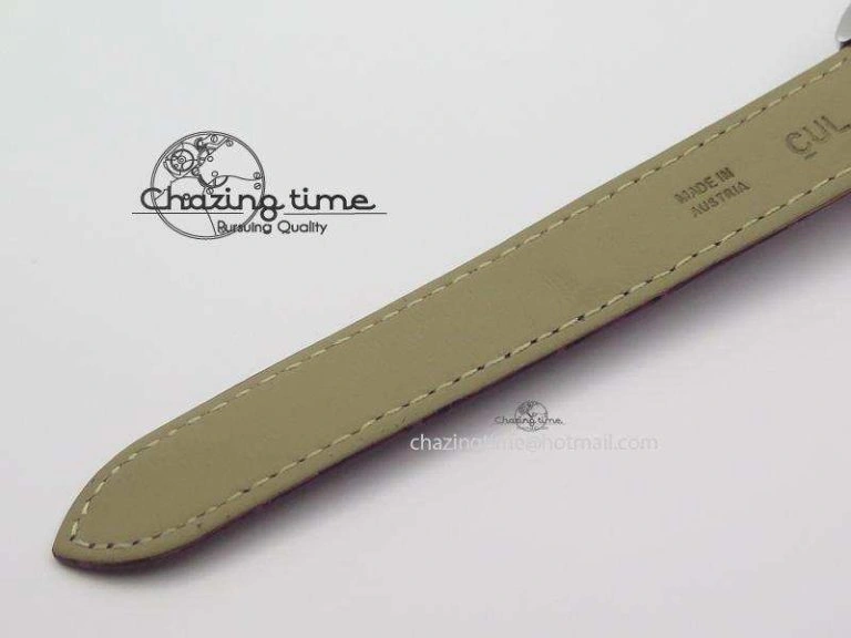 OdorResistant Cle de Cartier SS 35mm V6F Best Edition White Textured Dial On Purple Leather Strap MIYOTA 6348