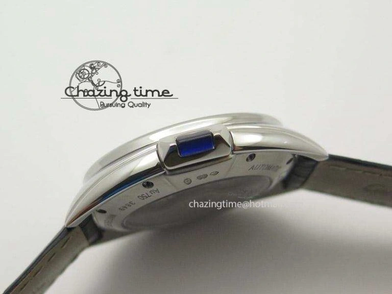 Cozy Cle de Cartier SS V6F Best Edition White Textured Dial On Black Leather Strap MIYOTA 6369